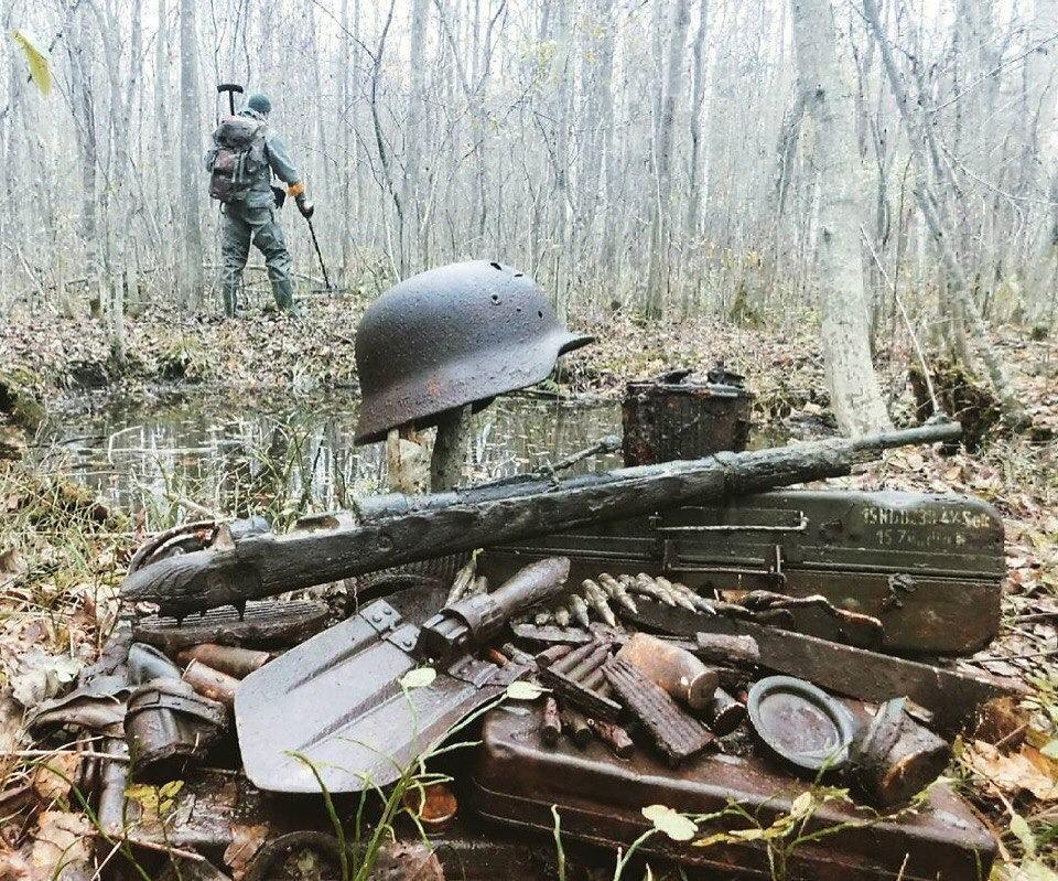 Relic of World War II excavated with a metal detector.