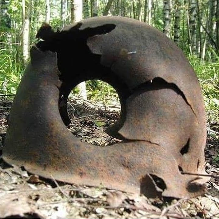 Relic of World War II excavated with a metal detector.