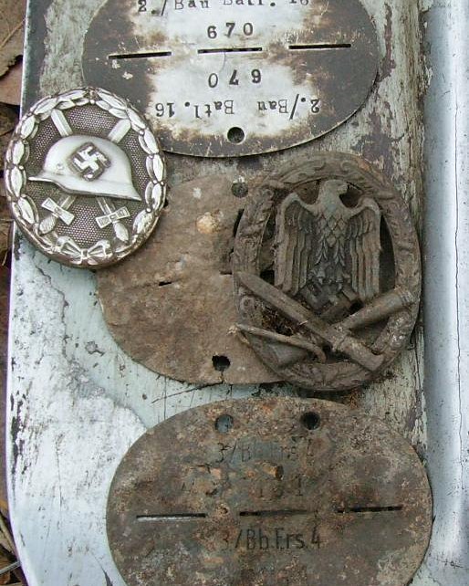 Relic of World War II excavated with a metal detector.